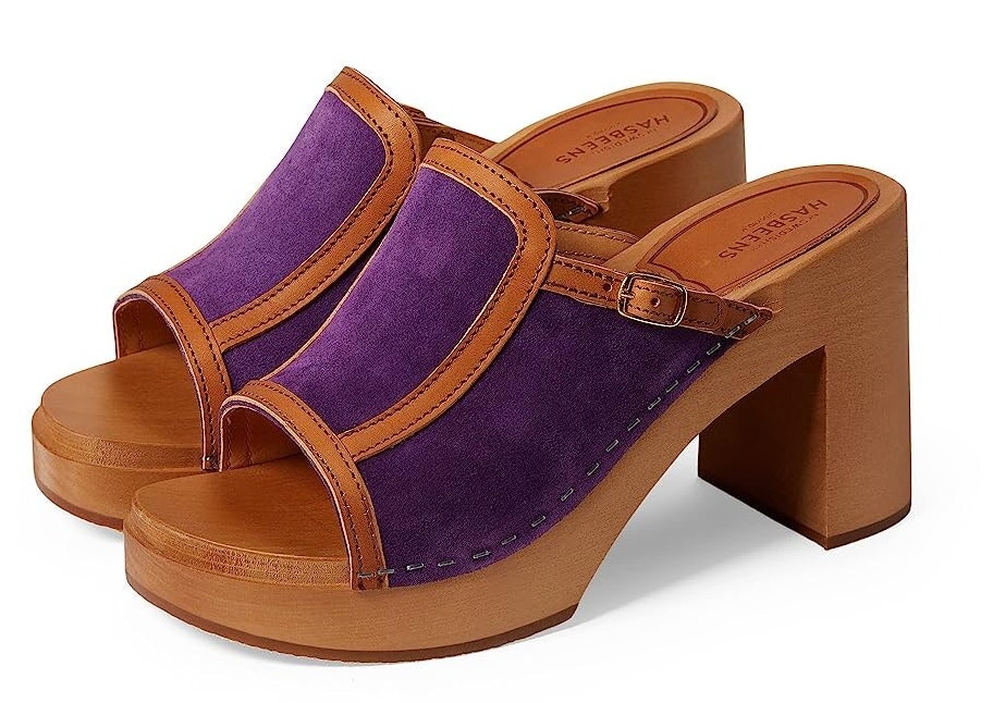 Swedish Hasbeens Womens Sophisticated Slip In Heels Eu 40 Us 10 Purple Suede Euc
